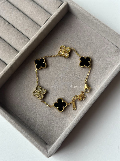 Black and Gold Clover Bracelet